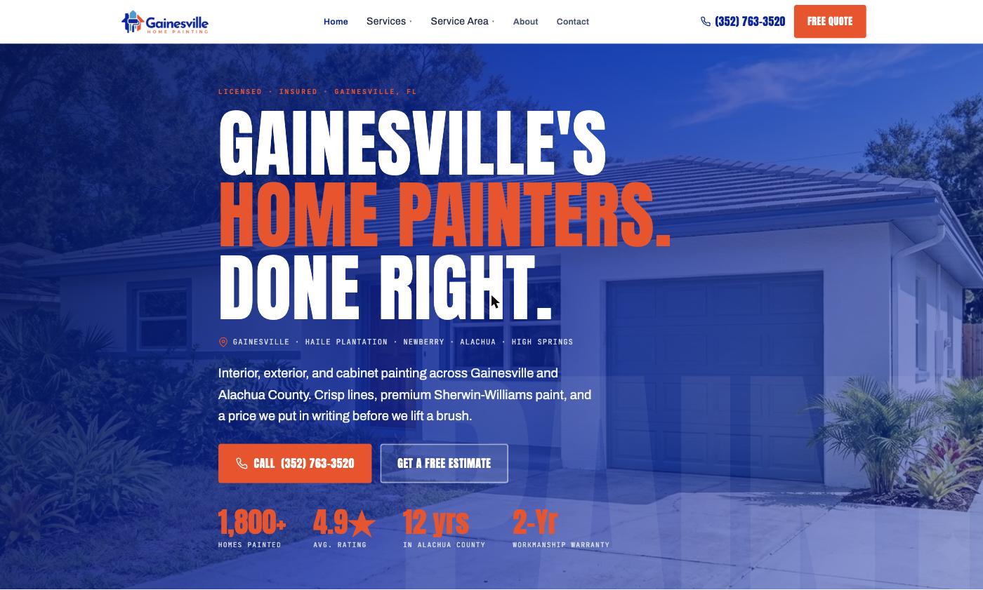 Gainesville Home Painter — Gainesville web design case study